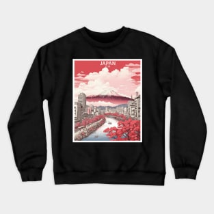 Hiroshima Japan Cherry Blossom Vintage Tourism Travel Poster Crewneck Sweatshirt